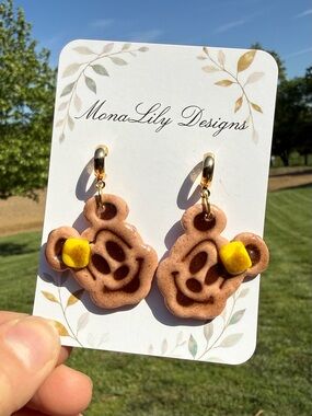 Handmade Mickey Waffle Clay Earrings